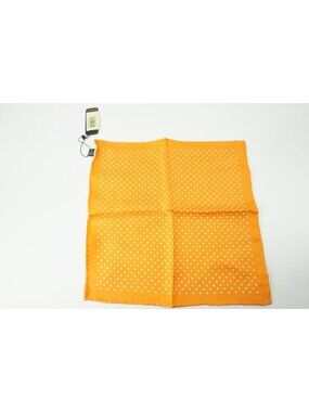 Rubinacci LH Tangerine Orange White Polka Dot 100% Silk Pocket Square